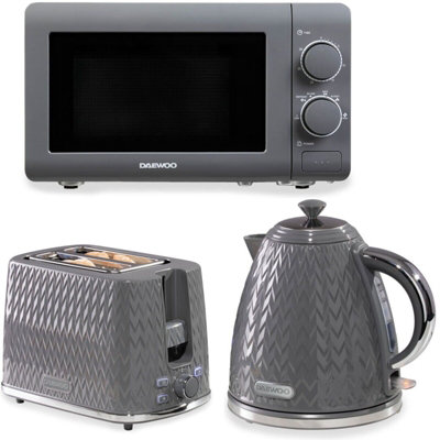 Microwave Set Matching Kettle Toaster And Microwave Daewoo Grey