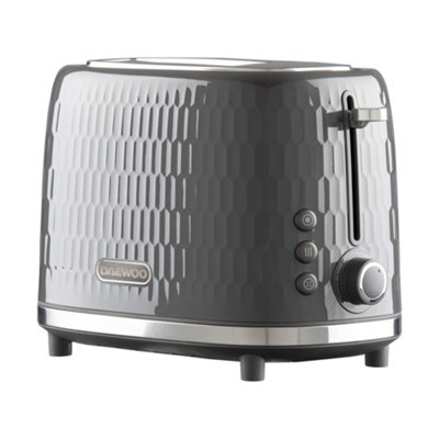 Daewoo Hive Toaster 2 Slice High Lift Handle 3D Embossed Grey SDA2604GE