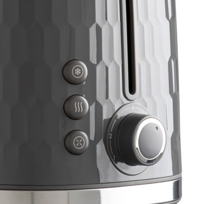 Daewoo Honeycomb Kettle and Toaster Set 3KW Rapid Boil 1.7L 2 Slice Grey SDA2672GE