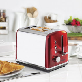 Daewoo Kensington SDA1584GE Red 2 Slice Toaster With Reheat Function