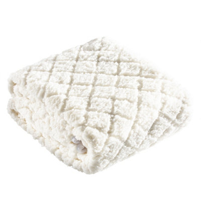 Daewoo King Heated Electric Blanket Fleece With Skirt 163 x 137cm White HEA1836GE