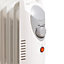 Daewoo Mini Oil Filled Radiator 650W 5 Fin Portable Heater Adjustable Thermostat White HEA1143GE