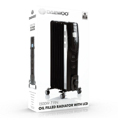 Daewoo Oil Filled 7 Fin Radiator With LCD Display and Remote Control 1500w  Black | DIY at Bu0026Q
