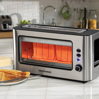 Daewoo SDA1060GE Glass Toaster 2 Slice with Wide Slot