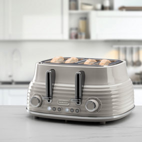 Daewoo Sienna 4 Slice Toaster High Lift Handle Taupe SDA2485GE