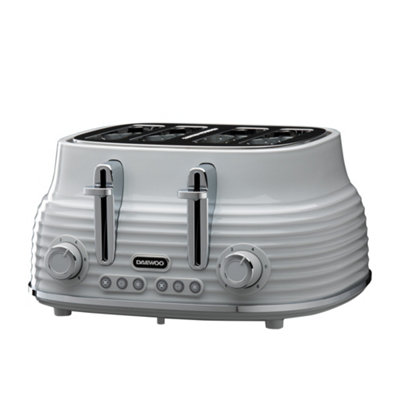Daewoo Sienna Cordless Jug Kettle and 4 Slice Toaster Set Rapid Boil Grey SDA2565GE