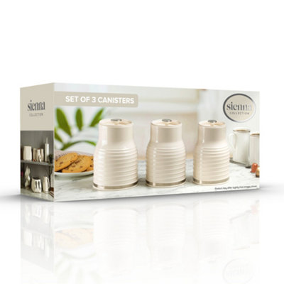 Youeon Small Kitchen Canister Set – 25 Oz Metal Containers With Bamboo Lids For Coffee, Sugar, Tea