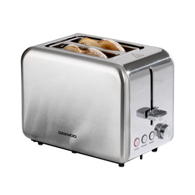 Daewoo Small Electric 2-Slice Toaster Wide Slot Brushed Stainless Steel ...