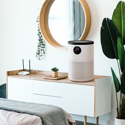 Daewoo Smart WiFi HEPA 13 Air Purifier for Large Rooms 280 Cubic Metres per Hour Ultra Quiet 3 Speed Settings 24 Hour Timer