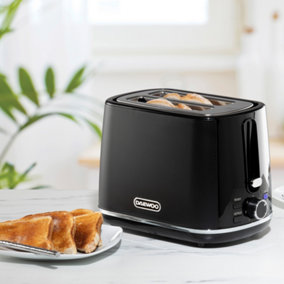 Daewoo Stirling Two Slice Toaster With Reheat Defrost and 7 Browning Functions Black SDA2627GE