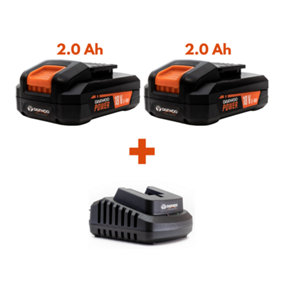 Daewoo U-FORCE 2 x 2.0Ah Battery (18V) + Charger Power Tool Accessories