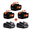 Daewoo U-FORCE 3 x 4.0Ah Battery (18V) + 2 x Chargers Power Tool Accessories