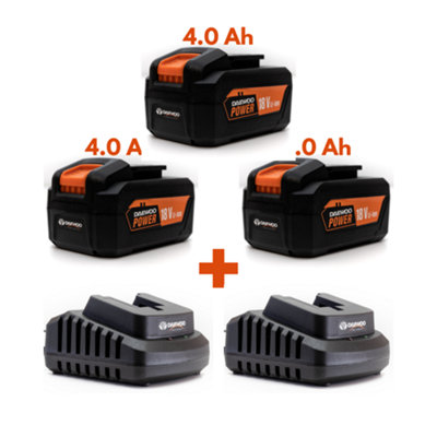 Daewoo U-FORCE 3 x 4.0Ah Battery (18V) + 2 x Chargers Power Tool Accessories