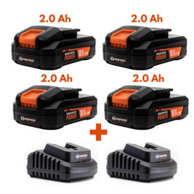 Daewoo U-FORCE 4 x 2.0Ah Battery (18V) + 2 x Chargers Power Tool Accessories