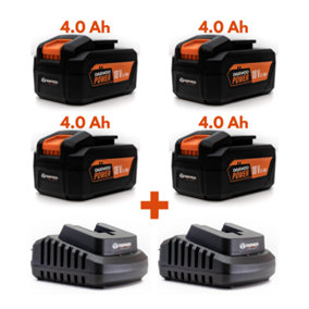 Daewoo U-FORCE 4 x 4.0Ah Battery (18V) + 2 x Chargers Power Tool Accessories