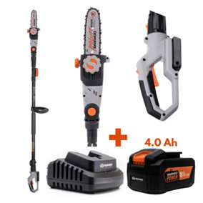Daewoo U-FORCE Series 18V Cordless Pole Chainsaw/Pruner 18cm + 4.0Ah Battery + Charger