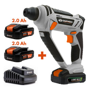 Daewoo U-FORCE Series 18V Cordless Rotary Hammer SDS Drill + 2 x 2.0Ah Battery + Charger