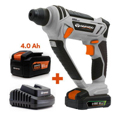 Daewoo U-FORCE Series 18V Cordless Rotary Hammer SDS Drill + 4.0Ah Battery + Charger