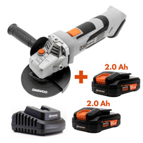Daewoo U-FORCE Series Cordless Angle Grinder 115mm + 2 x 2Ah Battery + Charger