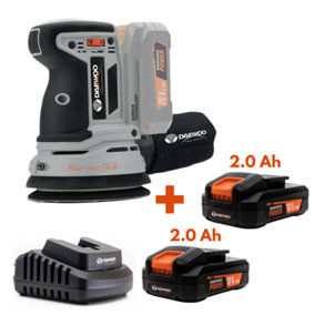 Daewoo U-FORCE Series Cordless Orbital Sander 125mm + 2 x 2.0Ah Battery + Charger