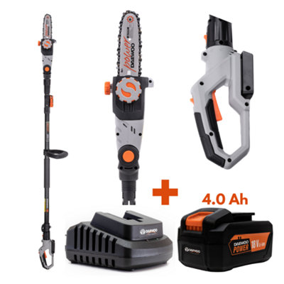 Daewoo U-FORCE Series Cordless Pole Chainsaw/Pruner 18cm + 4.0Ah Battery + Charger