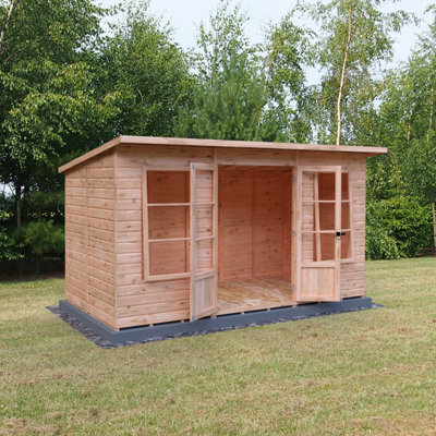 Dahlia 12x6 Pent Summerhouse with double doors and two opening windows - 4