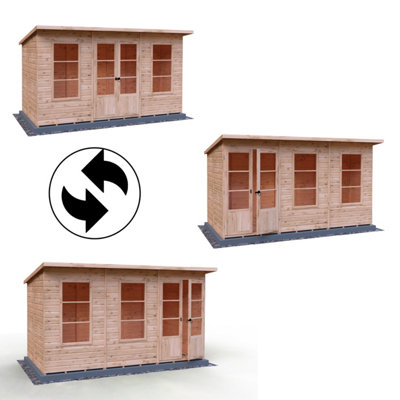 Dahlia 12x6 Pent Summerhouse with double doors and two opening windows - 5