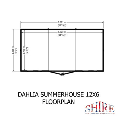 Dahlia 12x6 Pent Summerhouse with double doors and two opening windows - 7