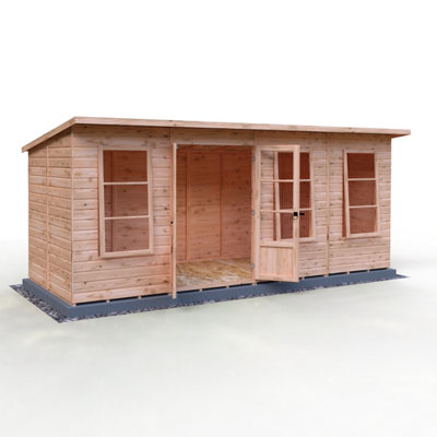 Dahlia 16x6ft Pent Summerhouse with double doors and 3 opening windows - 3