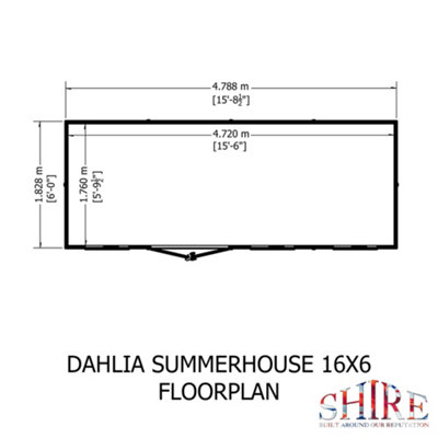 Dahlia 16x6ft Pent Summerhouse with double doors and 3 opening windows - 7