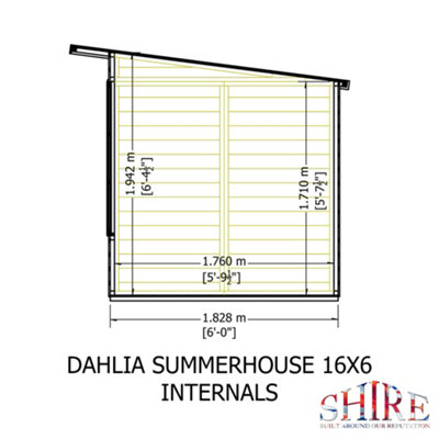 Dahlia 16x6ft Pent Summerhouse with double doors and 3 opening windows - 8
