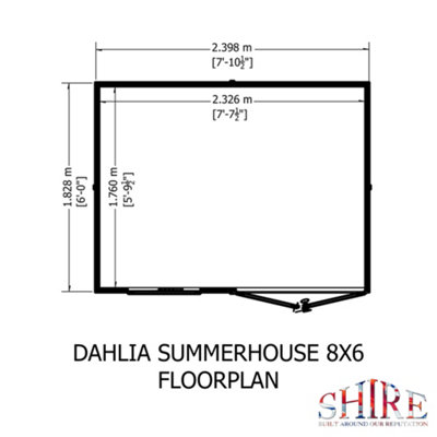 Dahlia 8x6 Pent Summerhouse with double doors and one opening window - 7
