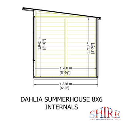 Dahlia 8x6 Pent Summerhouse with double doors and one opening window - 8