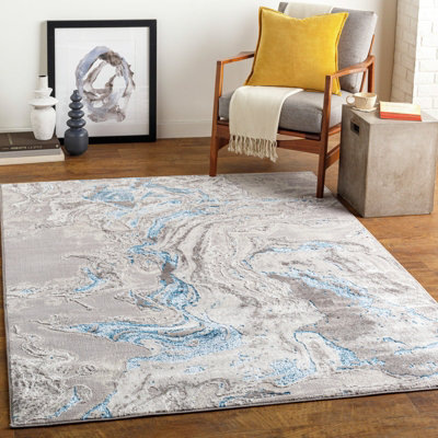 DAHLIA Abstract Modern Marble Dark Blue Area Rug 160 x 213 cm