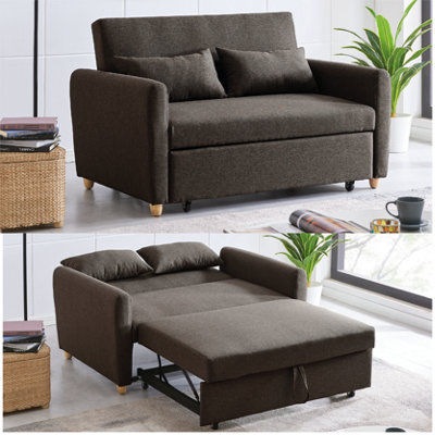 Dahlia Dark Brown 2-Seater Pull Out Sofa Bed - Convertible Sleeper Sofa