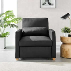 Dahlia Pull Out 1 Seater Single Armchair Bed  - Black