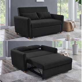 Dahlia Pull Out 2 Seater Double Sofa Bed - Black