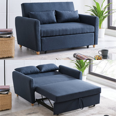 Dahlia Pull Out 2 Seater Double Sofa Bed Navy Blue