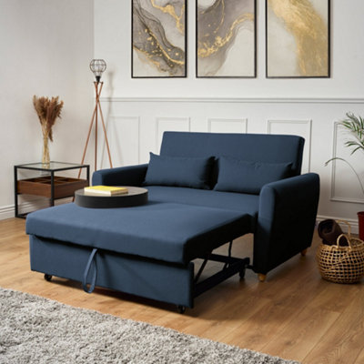Dahlia Pull Out 2 Seater Double Sofa Bed - Navy Blue | DIY at B&Q