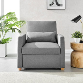 Dahlia Pull Out One Seater Single Armchair Chair Bed Sleeper - Grey