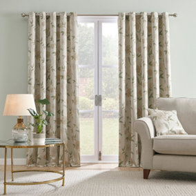 Dahlia Self Lined Dim-out Pair of Eyelet Curtains