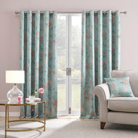 Dahlia Self Lined Dim-out Pair of Eyelet Curtains