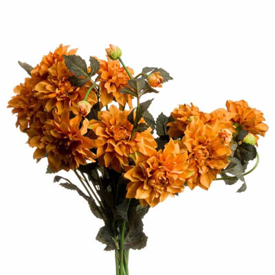 Dahlia Spray Artificial Flower - L31 x W31 x H115 cm - Orange