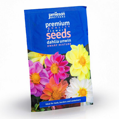 Dahlia Unwins Dwarf Mixed Flower Seeds (Approx. 55 seeds) by Jamieson Brothers