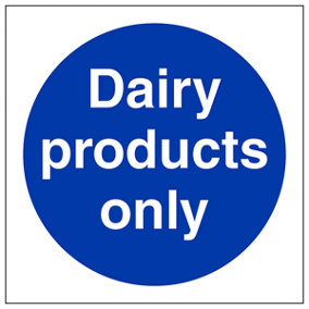 Dairy Products Only Catering Safe Sign - Adhesive Vinyl 100x100mm (x3)