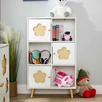 Daisy 3X3 Cube Storage Bookcase with Open Shelves and Cupboard Doors