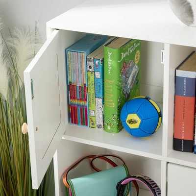 Daisy 3X3 Cube Storage Bookcase with Open Shelves and Cupboard Doors
