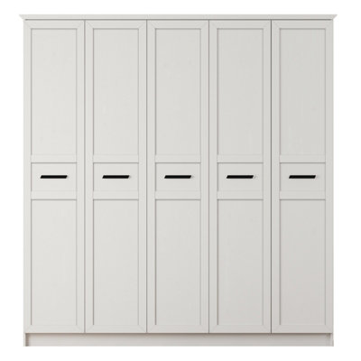 DAISY 5 Door Wardrobe, White Colour