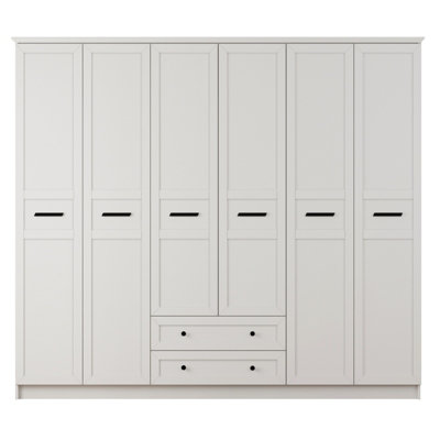 DAISY 6 Door 2 Drawer Wardrobe, White