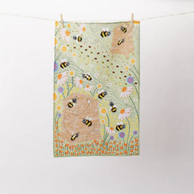 Daisy Bees Animal Print 100% Cotton Tea Towel
